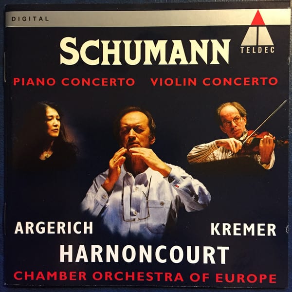 Schumann, Argerich, Kremer, Harnoncourt, Chamber Orchestra Of Europe ‎– Piano Concerto / Violin Concerto
